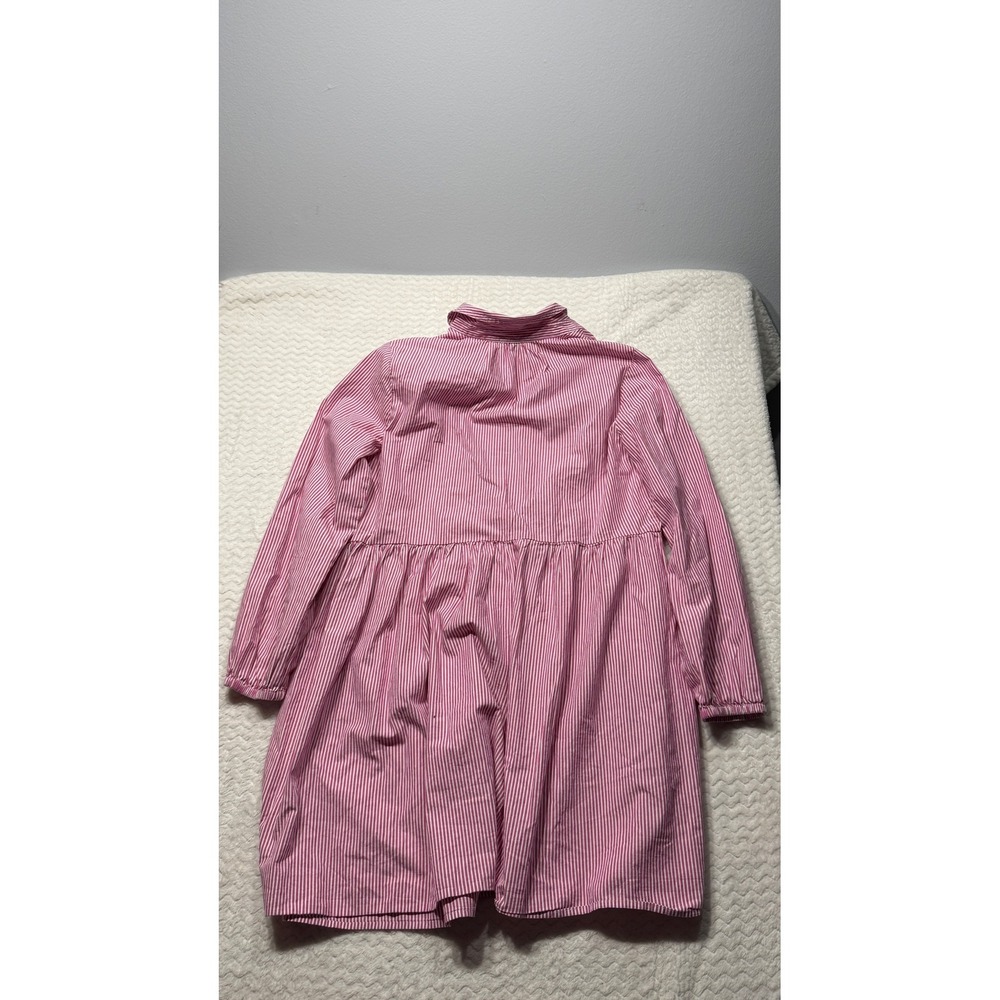 J.Crew Womens Pink White Striped Cotton Babydoll Shirt Dress Size 10 Long Sleeve